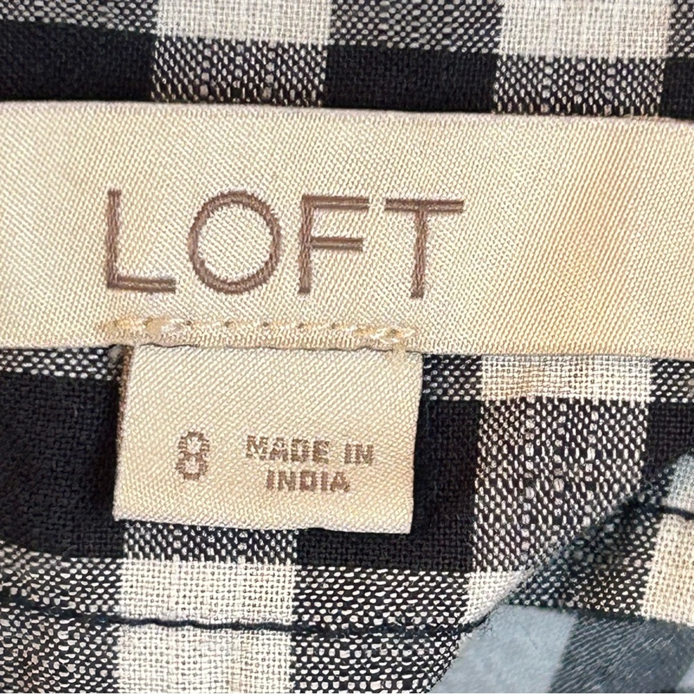 Loft Gingham Cotton Wrap Skirt Navy and White Size 8 - Picture 5 of 8